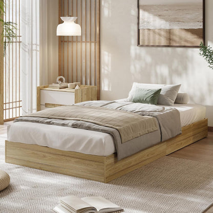 garveehome wood platform bed frame, twin bed frame, main product view