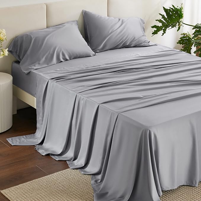 Bedsure Queen Sheet Set, Rayon Derived from Bamboo, Cooling Sheets, Deep Pocket - Image 7