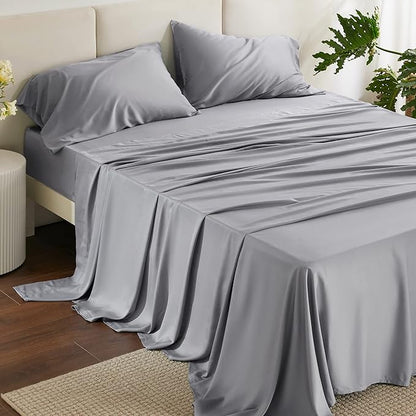 Bedsure Queen Sheet Set, Rayon Derived from Bamboo, Cooling Sheets, Deep Pocket by BEDSURE
