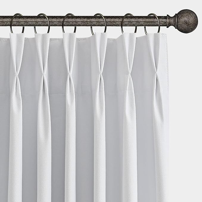 White Linen Blackout Curtains 84 Inches Long by Aersas