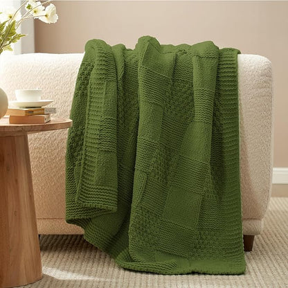 Amélie Home Checkered Chenille Knit Throw Blanket - Image 6