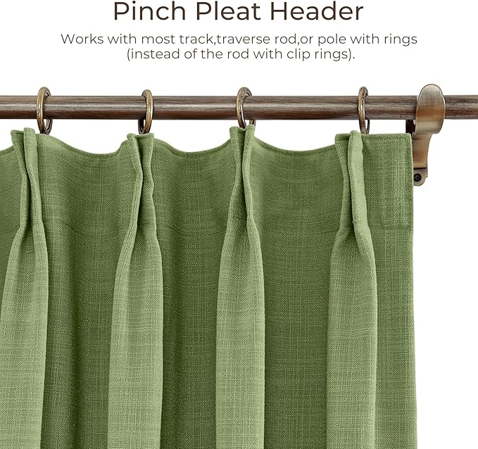 TWOPAGES 52 W x 102 L inch Pinch Pleat Darkening Drape Faux Linen Curtain - Image 3