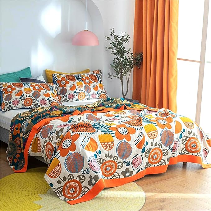 Boho Throw Blanket 60''x80'' for Bed Couch, Floral Muslin Bed Blankets Boho - Image 2