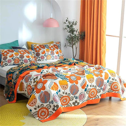Boho Throw Blanket 60''x80'' for Bed Couch, Floral Muslin Bed Blankets Boho - Image 2