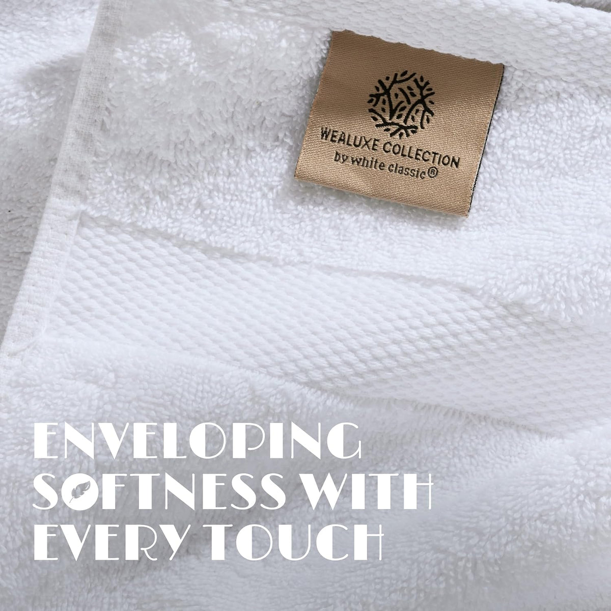 wealuxe white bath sheets extra large - 35x70, close-up detail