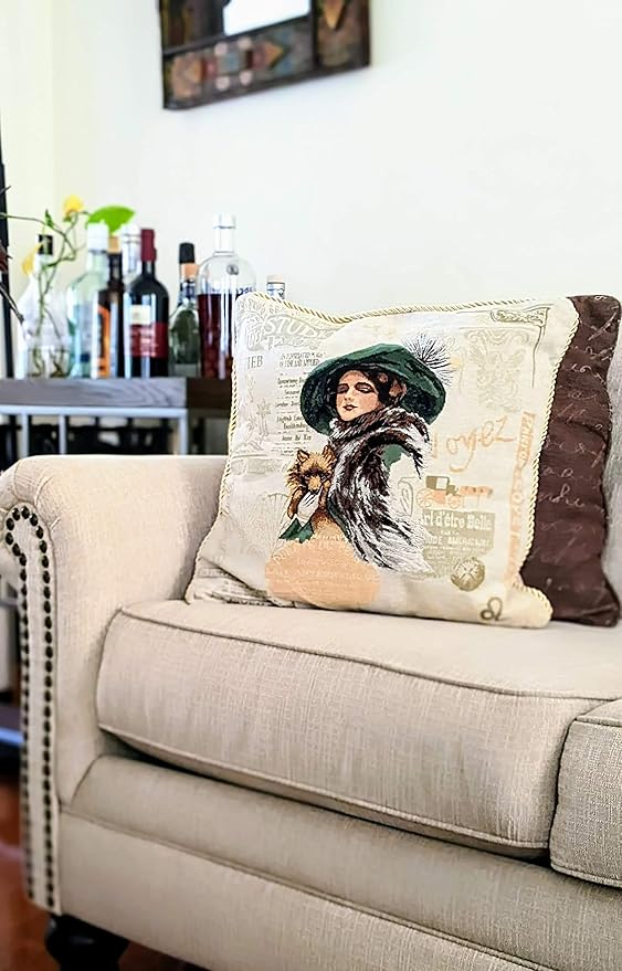 Tache Adorable Puppy's Day Out Jacquard Tapestry Woven Throw Pillow Cushion - Image 7