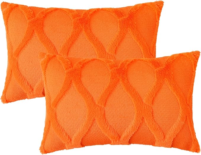 decorUhome Fall Throw Pillow Covers 12x20 Inch Set of 2, Soft Plush Faux Fur - Image 7