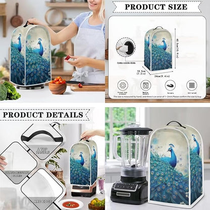 Blue Peacock Print Appliance Covers Set Washable Kitchen Blender Dust Cover - Image 3