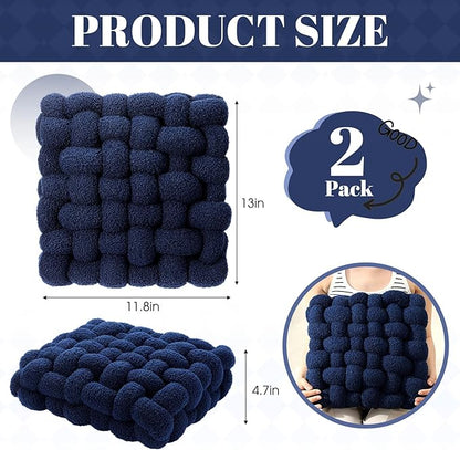 Wenqik 2 Pcs Knot Pillows Square Knotted Plush Throws Soft Accent Pillows - Image 3