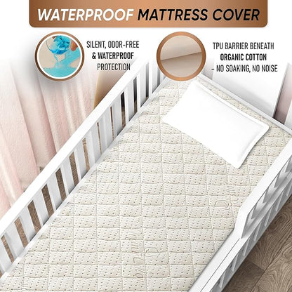 Crib Luxury Quilted Organic Mattress Protector Pad - Image 3