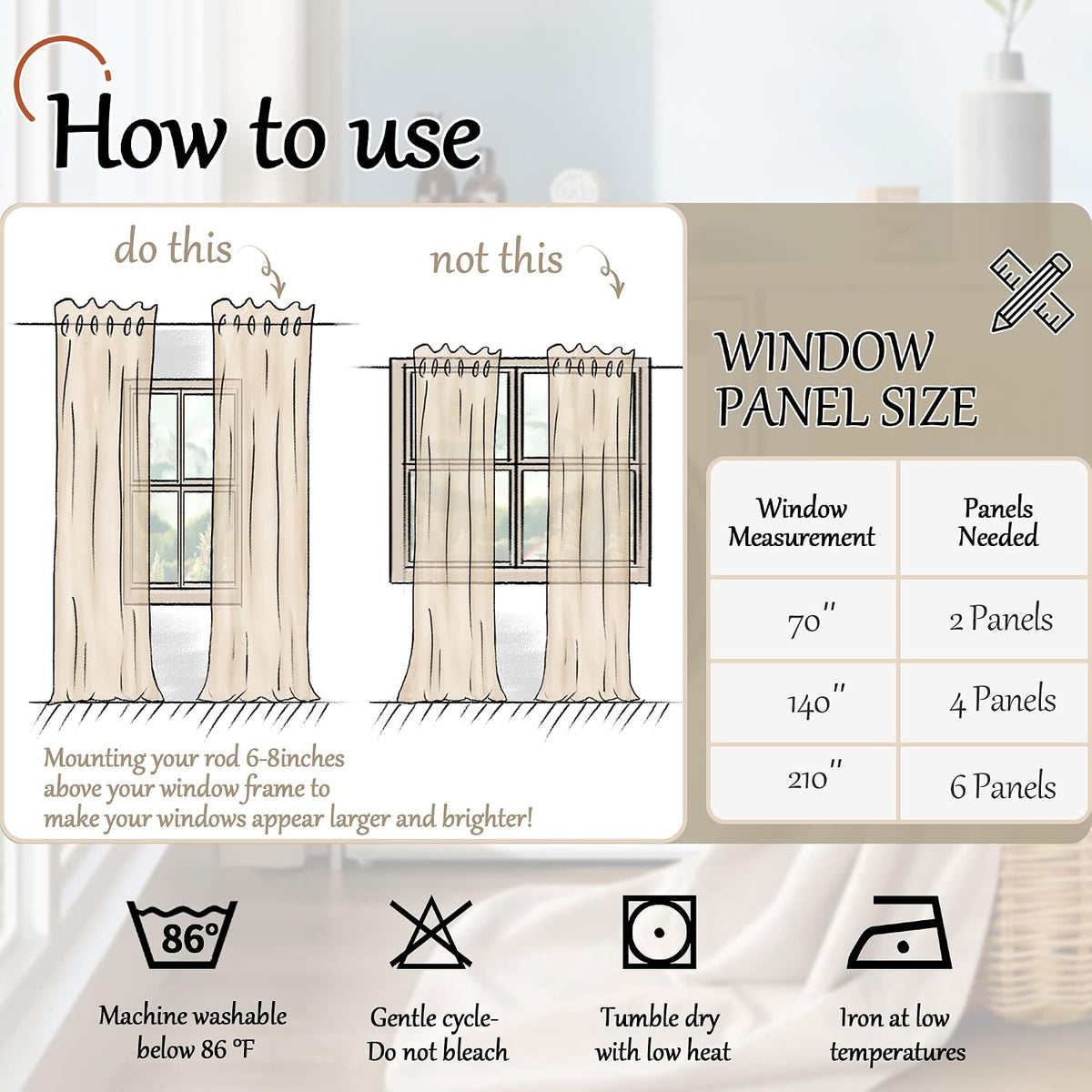 lajode linen blackout curtains 63 inches long, view 9