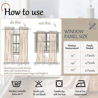 lajode linen blackout curtains 63 inches long, view 9