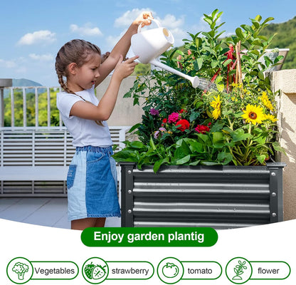 land guard galvanized raised garden bed with legs showing dimensions