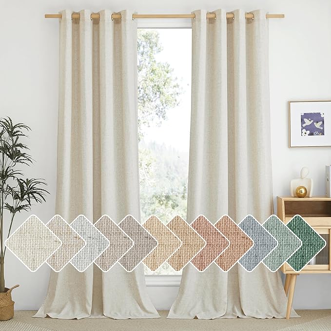 NICETOWN Natural Linen 102 inch Curtains by NICETOWN