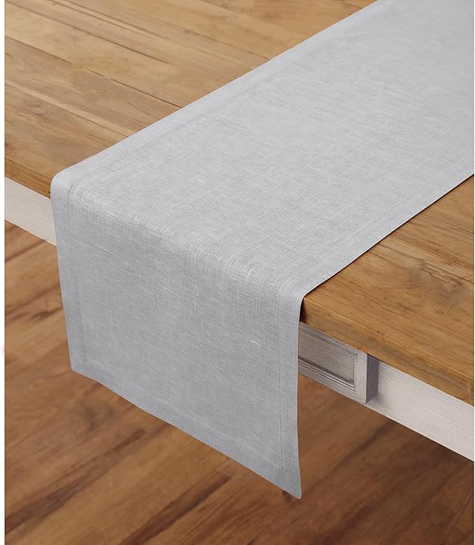 Solino Home Linen Soft Grey Table Runner 120 Inches Long by SolinoHome