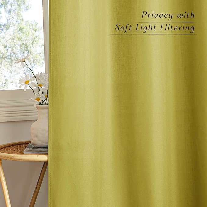 NICETOWN Bright Yellow Linen Curtains - Image 3