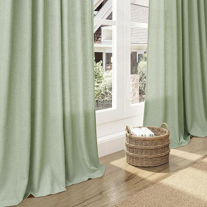 Mist Sage Linen Curtains 90 Inch Long 2 Panels Set - Image 6