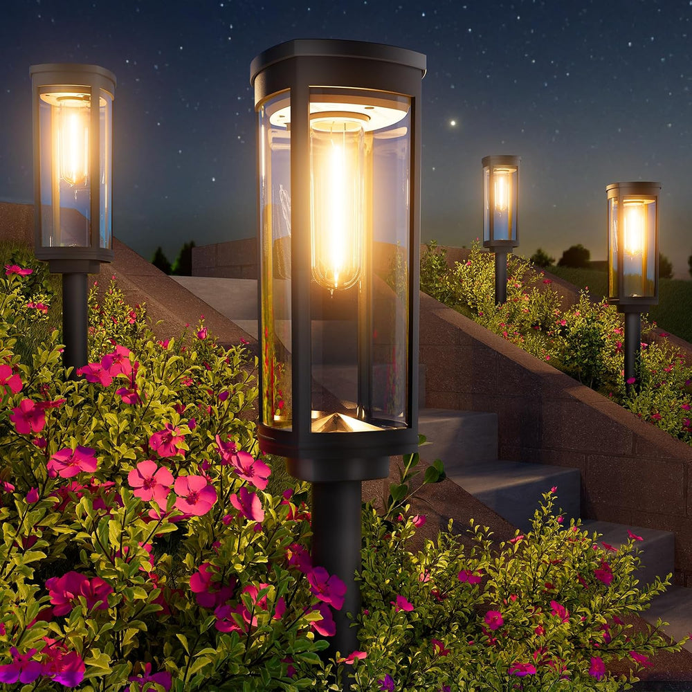 BITPOTT Solar Pathway Lights Outdoor, 4 Pack, Warm White, IP65 Waterproof