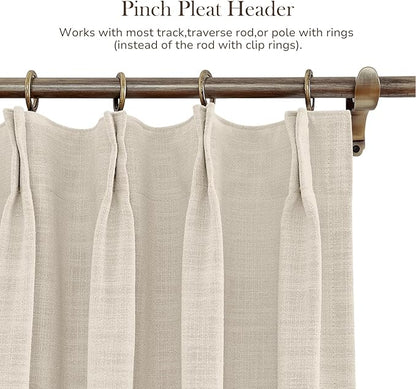 TWOPAGES 84 W x 84 L inch Pinch Pleated Curtain Room Darkening Linen Drapery - Image 4