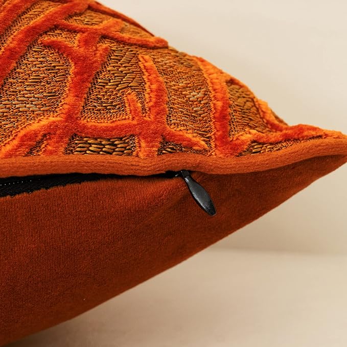 Yangest Burnt Orange Twigs Throw Pillow Cover Branches Velvet Cushion Case - Image 4