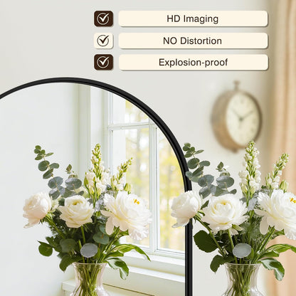 arched bathroom vanity mirror for over sink, 2 shown in use
