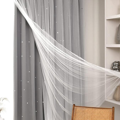 Kinryb Kids Blackout Curtains for Bedroom/Living Room/Classroom, Sheer Overlay - Image 3