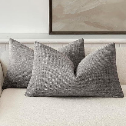 Foindtower Set of 2 Decorative Textured Burlap Linen Throw Pillow Covers by Foindtower