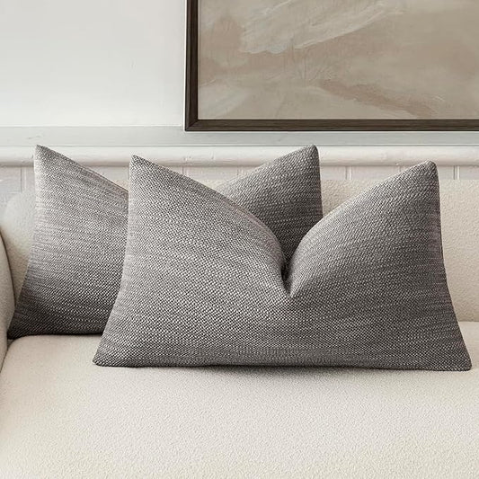 Foindtower Set of 2 Decorative Textured Burlap Linen Throw Pillow Covers by Foindtower