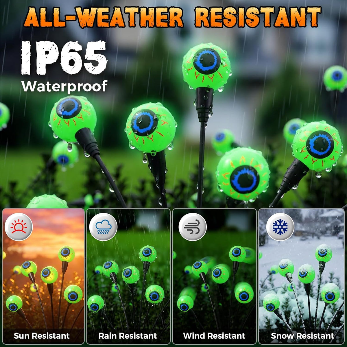 Halloween Decorations Outdoor, 6Pack 48 LEDs Solar Eyeball Lights