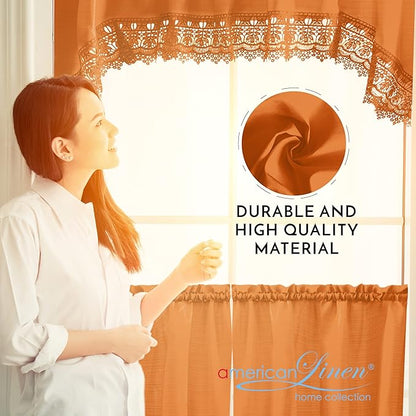 American Linen Café Curtains for Kitchen, Bathroom Curtains - Image 3