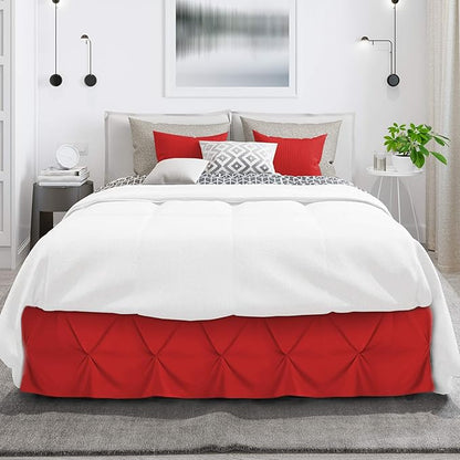 Nestl Red Bed Skirt Twin Size, Pinch Pleat Twin Bed Skirt, Hotel Quality Red - Image 2
