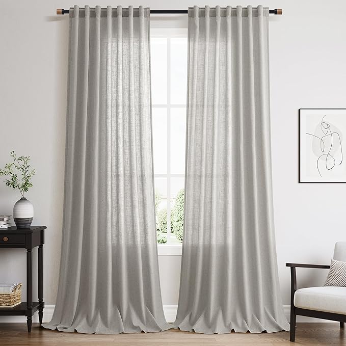 Nanspring Extra Long Light Gray Curtains 108 Inch Length 2 Panels Set by Nanspring