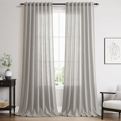 Nanspring Extra Long Light Gray Curtains 108 Inch Length 2 Panels Set by Nanspring