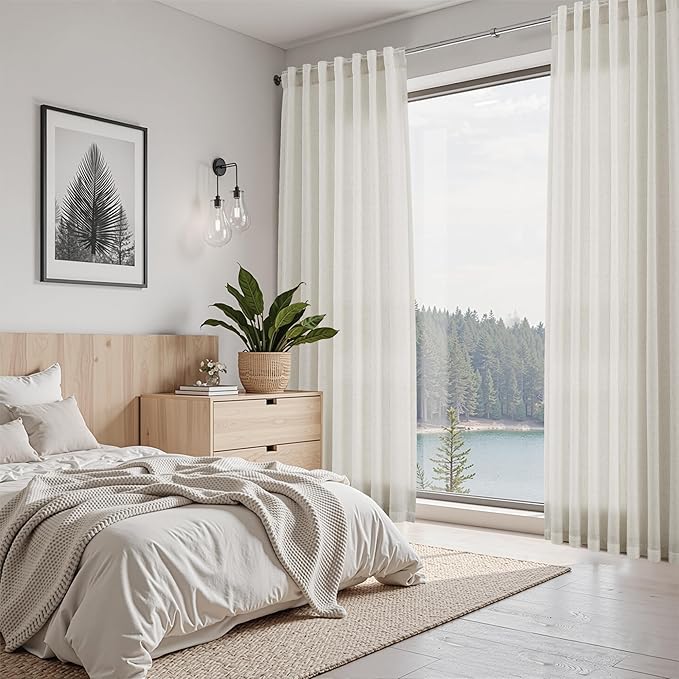 Nanspring Mousse White Linen Curtains 84 Inches Long - Image 7
