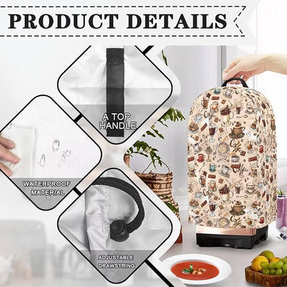 Brown Coffee Themed Patterns Blender Dust Cover Food Processor Cover Coffee - Image 5