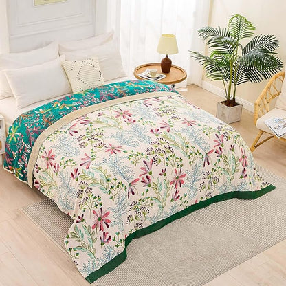 Boho Throw Blanket for Bed, 100% Cotton Soft Rustic Quilt Fall Blanket - Image 4
