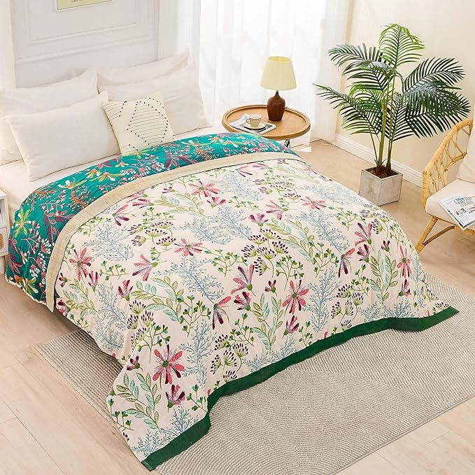 Boho Throw Blanket for Bed, 100% Cotton Soft Rustic Quilt Fall Blanket - Image 4