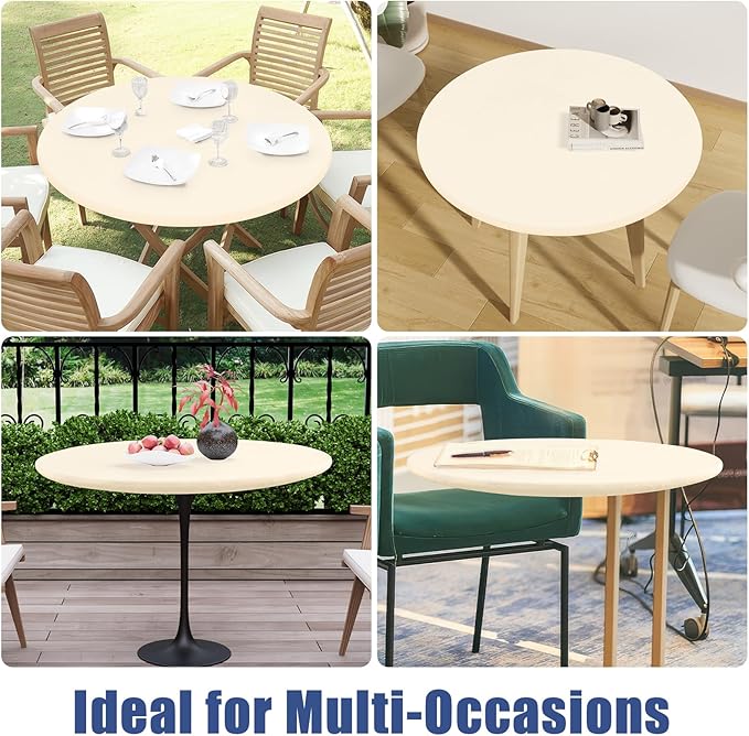 Round Spandex Tablecloth, Elastic Fitted Waterproof Tablecloths - Image 9