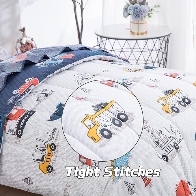 DJY Cotton Twin Bedding Set, Dinosaur Cars Reversible Twin Comforter Set - Image 5
