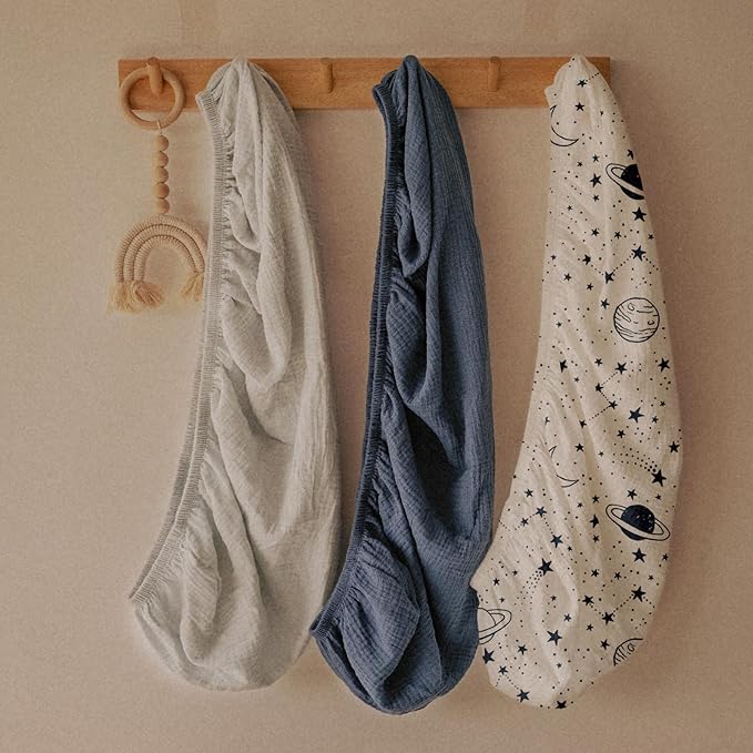 Gllquen Baby Muslin Bassinet Sheets 3 Pack, Breathable Elastic Cozy Fitted - Image 6