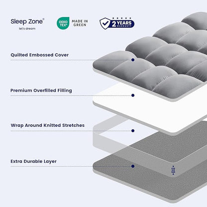 SLEEP ZONE Mattress Topper Full Size, Extra Thick Fitted Mattress Pad - Image 2