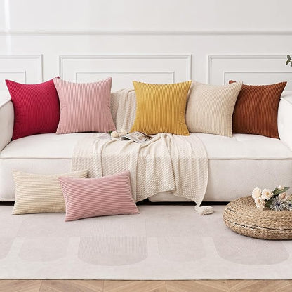 MIULEE Pack of 2 Corduroy Soft Soild Decorative Square Throw Pillow Covers - Image 5