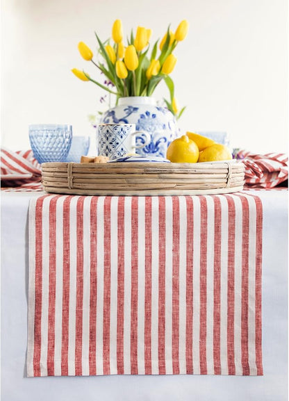 Solino Home Striped Linen Table Runner 156 Inches Long by SolinoHome