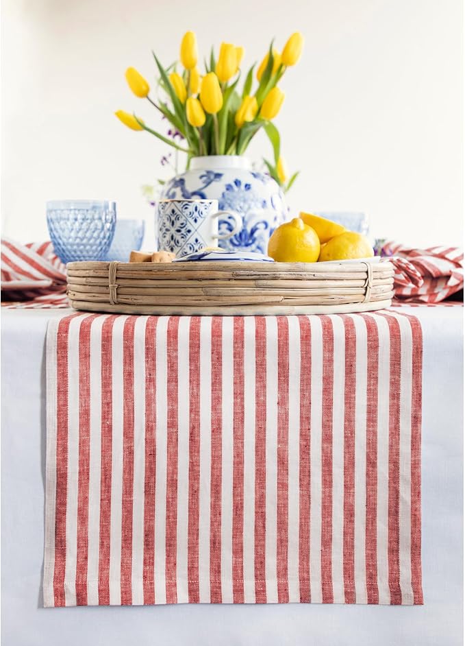 Solino Home Striped Linen Table Runner 90 Inches Long by SolinoHome