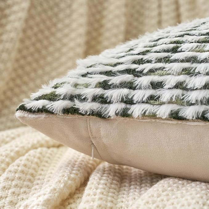Aeckself Boho Chenille Tufted Pillow Cover 12 x 20 Inch, Rectangle Decorative - Image 3