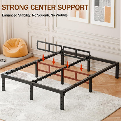 fuiobyvv king bed frames,18 inch heavy duty metal, side view