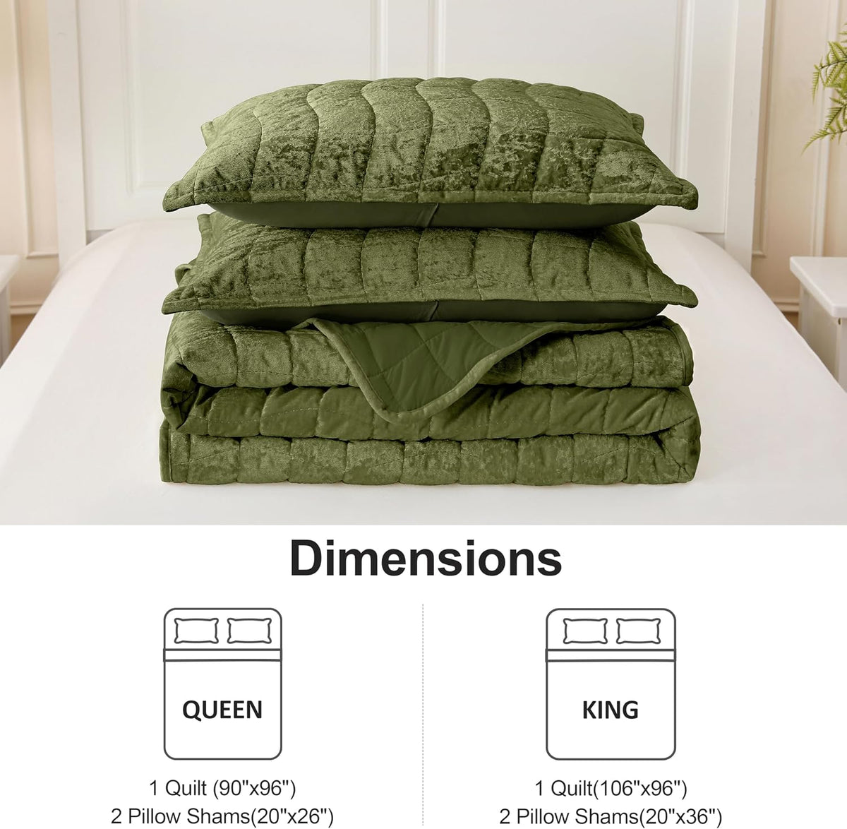 downcool 3 pieces velvet quilt set king size, package contents