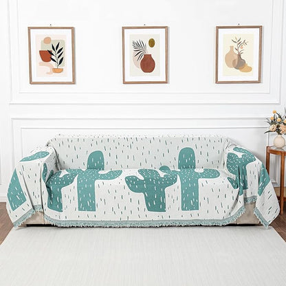 MYSKY HOME Couch Cover for Sectional Sofa Set Cactus Pattern Sofa Cover by MYSKYHOME