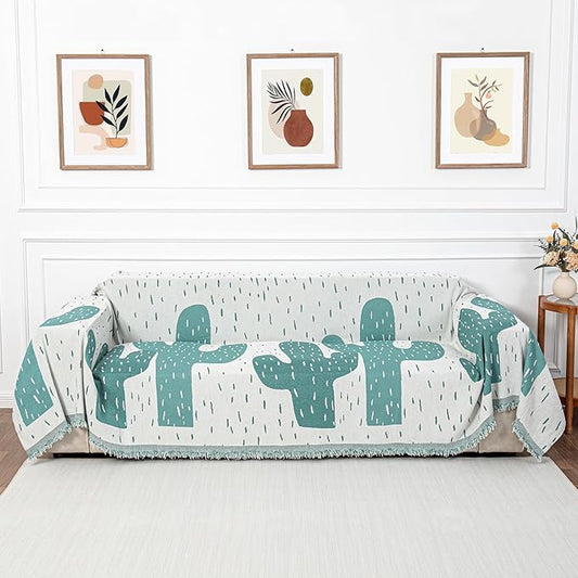 MYSKY HOME Couch Cover for Sectional Sofa Set Cactus Pattern Sofa Cover by MYSKYHOME