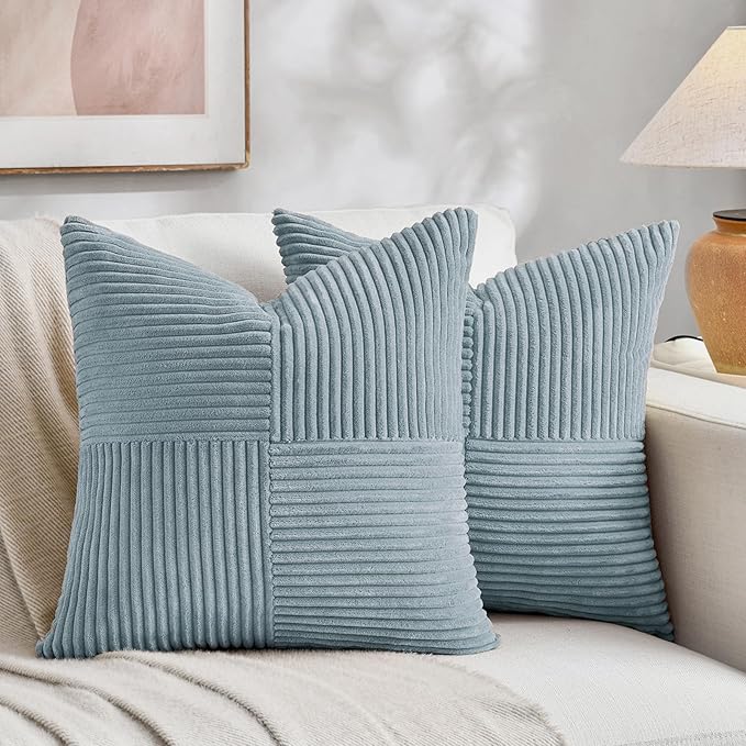 Fancy Homi Set of 2 Light Blue Euro Decorative Throw Pillow Covers 26x26 Inch by Fancy+Homi